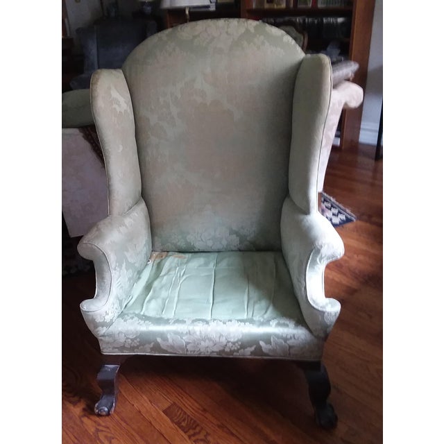 Wood Large Georgian Wingback Armchair, English or Irish For Sale - Image 7 of 7