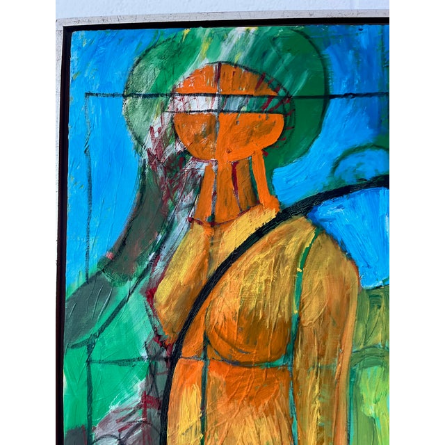 An abstract oil on canvas painting by the Mexican artist Alejandro Prieto. Signed, this abstract work has a vibrant...