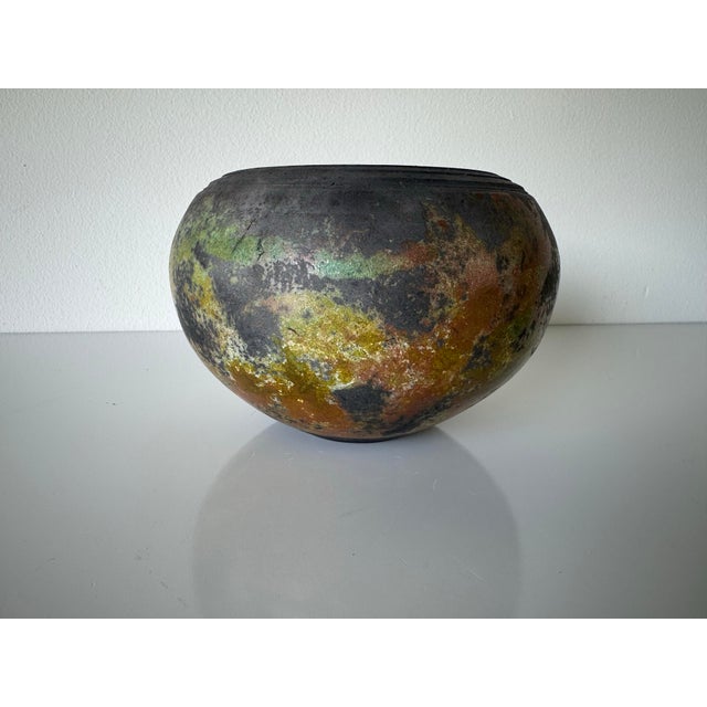 Ceramic Vintage Handmade Raku Studio Pottery Vase - Signed For Sale - Image 7 of 8