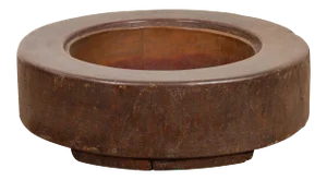 Meiji Period Japanese Wood Root Round Hibachi with Brown Patina, circa 1900