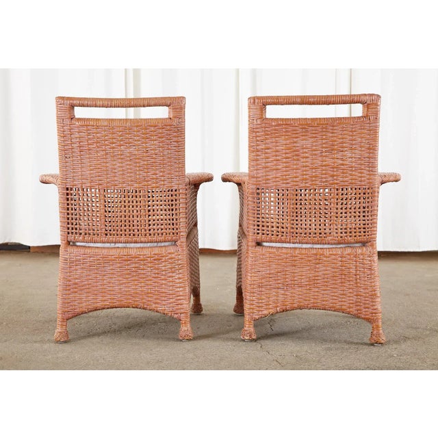 Set of Six McGuire Coral Wicker Rattan Dining Chairs For Sale - Image 12 of 13