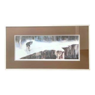 1985 Limited Edition Wildlife Wolf Serigraph Print “ on the Edge” - Signed and Framed For Sale