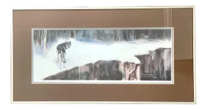 1985 Limited Edition Wildlife Wolf Serigraph Print “ on the Edge” - Signed and Framed