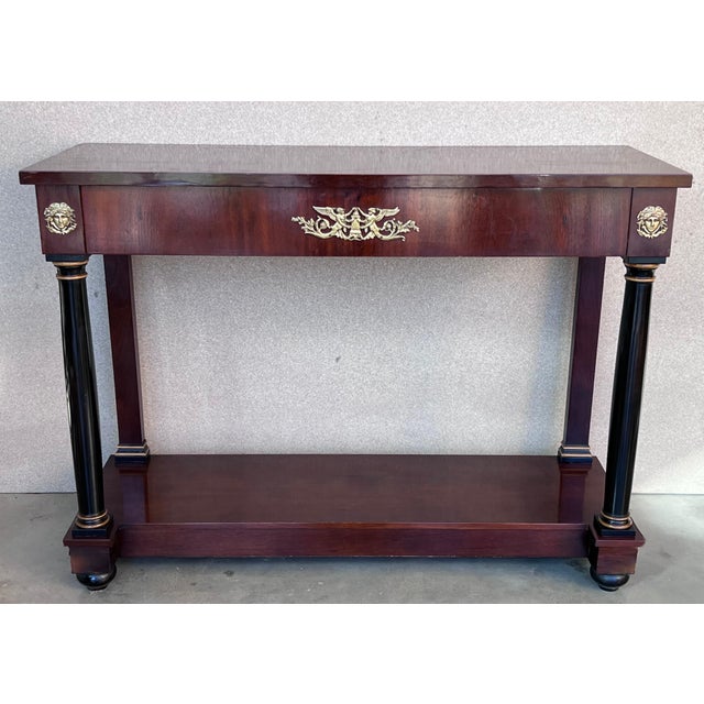Late 19th Century Biedermeier Console with Ebonized Columns and Bronze Mounts and Drawer For Sale - Image 16 of 18