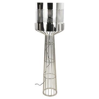 Large Vintage Stainless Steel Lamp For Sale