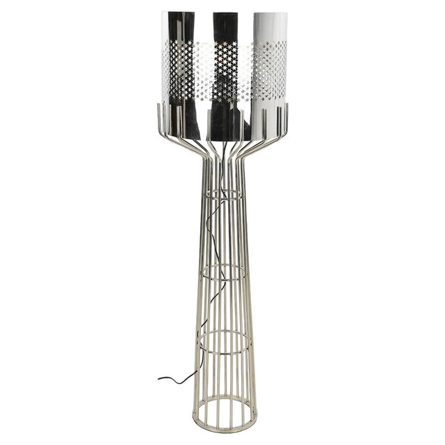 Large Vintage Stainless Steel Lamp For Sale