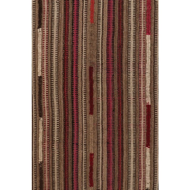 Tribal 1950s Vintage Persian Kilim in Pink and Beige-Brown Stripes by Rug & Kilim For Sale - Image 3 of 8
