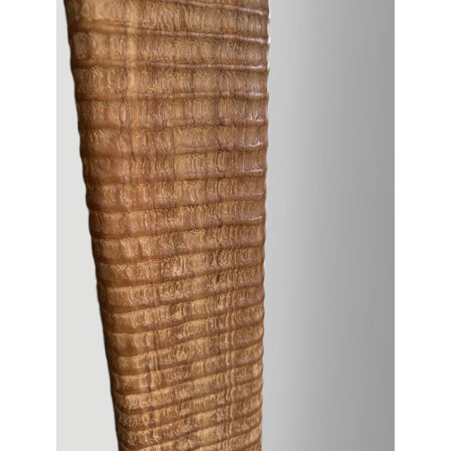 Andrianna Shamaris Minimalist Hand Carved Teak Wood Mirror For Sale - Image 4 of 5