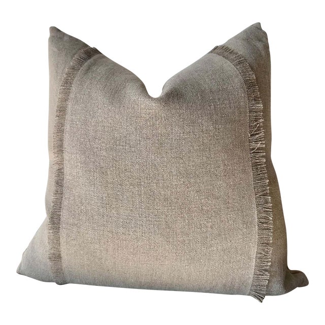 Natural Linen Stone Washed Accent Pillow With Down Feather Insert For Sale