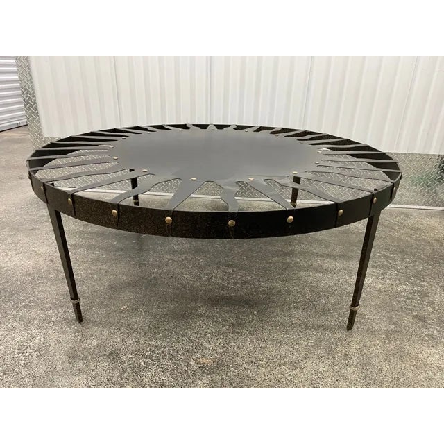 Traditional Iron Le Soliel Coffee Table With Brass Studs For Sale - Image 3 of 13