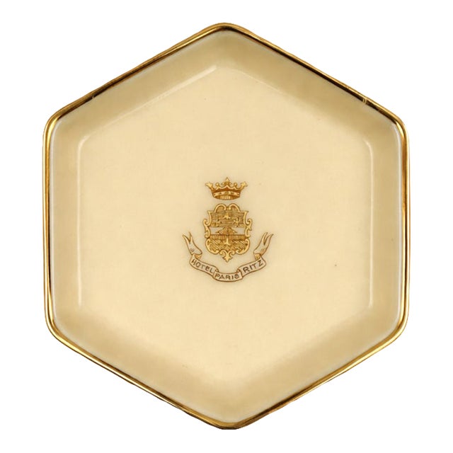 Vintage Ritz Paris Hotel Beige Porcelain Ashtray For Sale