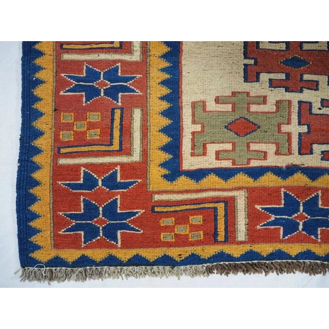 Vintage Tribal Nomadic Caucasian Soumak Sumakh Kilim Rug, 1950s For Sale - Image 10 of 13