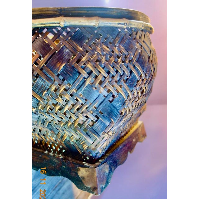 1940s Round Chinese Bamboo Basket w.Lid For Sale - Image 11 of 13