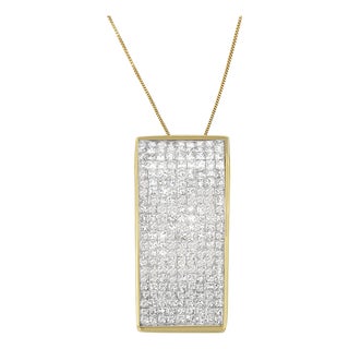 14K Yellow Gold Princess Cut Diamond Block Pendant Necklace (2 5/8 cttw, H-I Color, SI2-I1 Clarity) For Sale