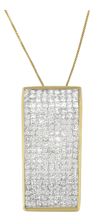 14K Yellow Gold Princess Cut Diamond Block Pendant Necklace (2 5/8 cttw, H-I Color, SI2-I1 Clarity)
