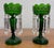 Antique C 1880-1900 Victorian Bohemian Emerald Green Glass Mantle Lustres - Pair For Sale - Image 9 of 14