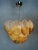Murano 'Frozen Leaves' Chandelier. Often referred to Mazzega. Gold-coloured crown in beautiful condition. 24 beautiful...