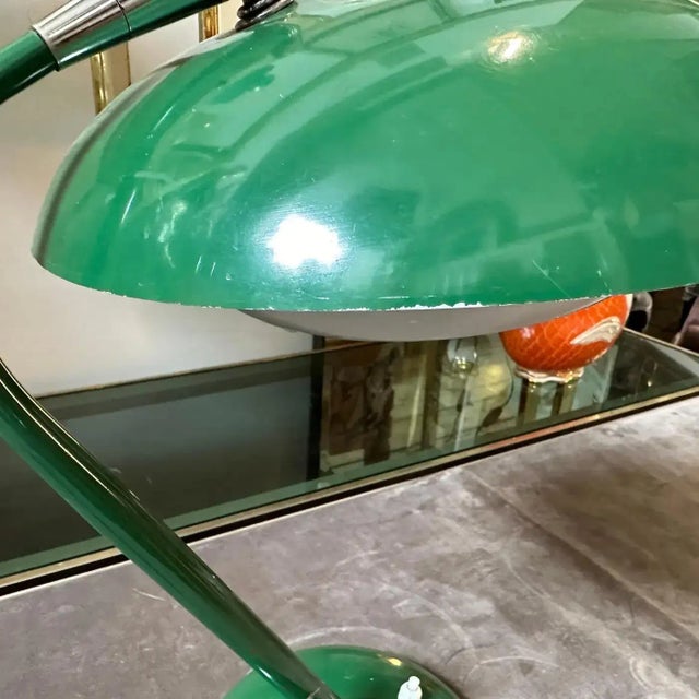Metal 1960s Stilnovo Style Mid-Century Modern Green Painted Metal Italian Table Lamp For Sale - Image 7 of 12