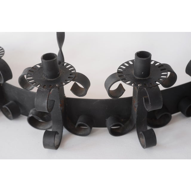 Mid Century Gothic Style Wall Mounting Wrought Iron Candelabras - A Pair For Sale In San Francisco - Image 6 of 9