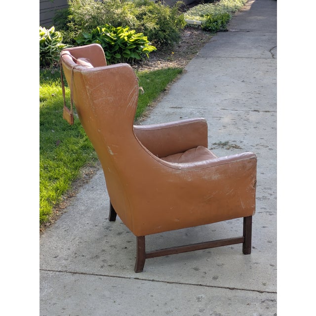 Camel Late 20th Century Attributed to Fredrik Kayser Lounge Chair in Leather and Rosewood For Sale - Image 8 of 10