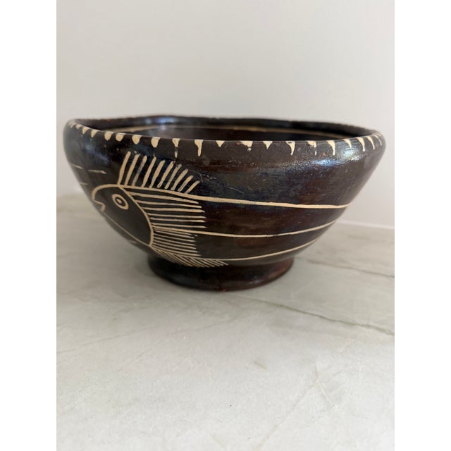 Vintage Tzintzuntzan Mexican Pottery Fish Bowl, Signed Bernardo Zaldizar, Mexican Folk Artist For Sale - Image 4 of 10