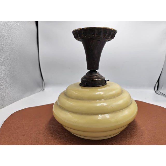 Art Deco Brass Ceiling Lamp, 1920s For Sale - Image 3 of 5