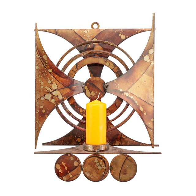 Brown Brutalist Sculptural Wall Candleholder by Henrik Horst, Denmark, 1960s For Sale - Image 8 of 8