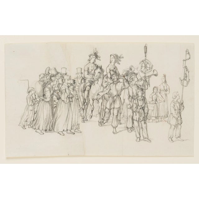 Michael Neher (1798 Munich - 1876 ibid.): Procession with a couple on horseback, c. 1840, PencilTechnique: Pencil on...
