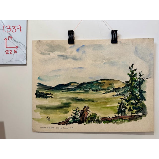 Paper Henry Emil Salloch Original Watercolor on Paper Valley Grande, Nm. 1956. For Sale - Image 7 of 7