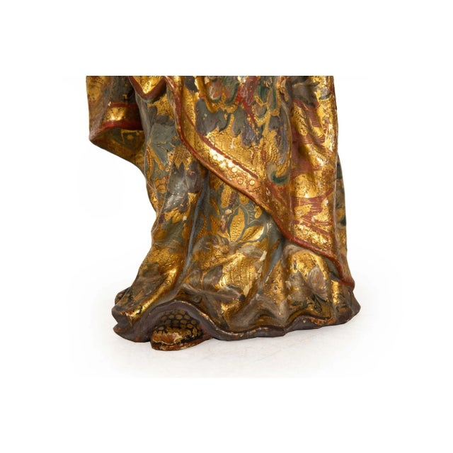 Very Fine Spanish Carved Polychromed Saint Santos Statue C. 1720-50 For Sale - Image 17 of 18