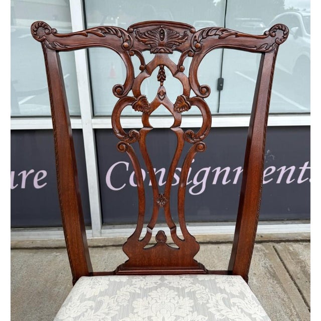 Wood Set of 8 Hickory Chair Chippendale Dining Chairs For Sale - Image 7 of 17