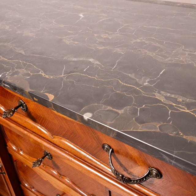 Vintage Louis XV Style Chest of Drawers with Marble Top, 1930s For Sale - Image 16 of 18