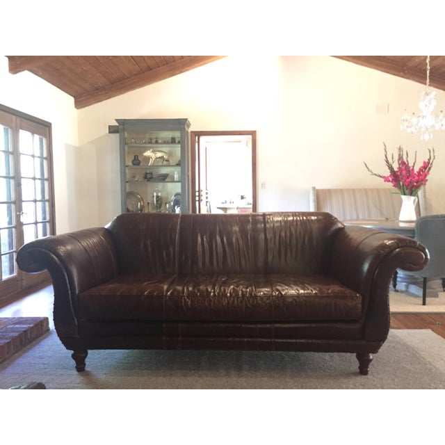 Anthropologie Chocolate Leather Cotswold Sofa Chairish