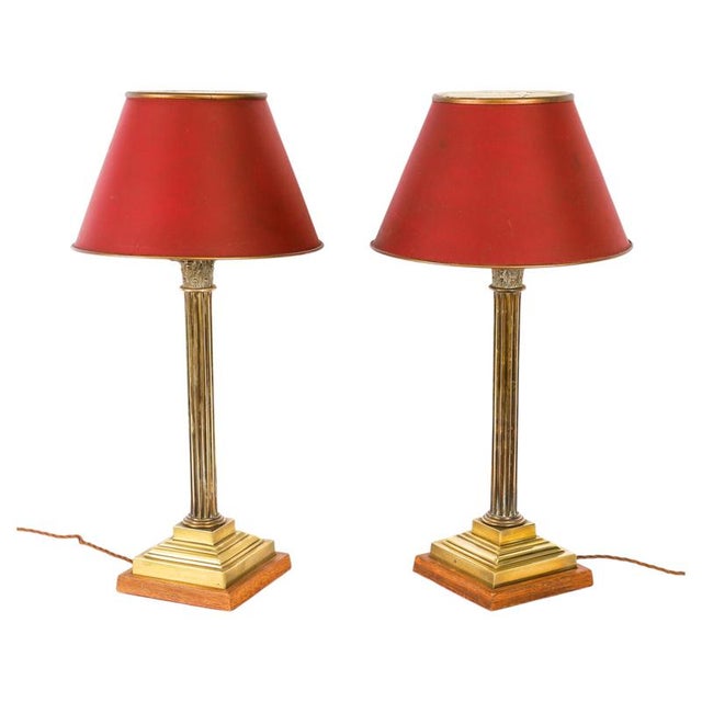 Antique Brass Corinthian Column Table Lamps, 1890s, Set of 2 For Sale - Image 17 of 17