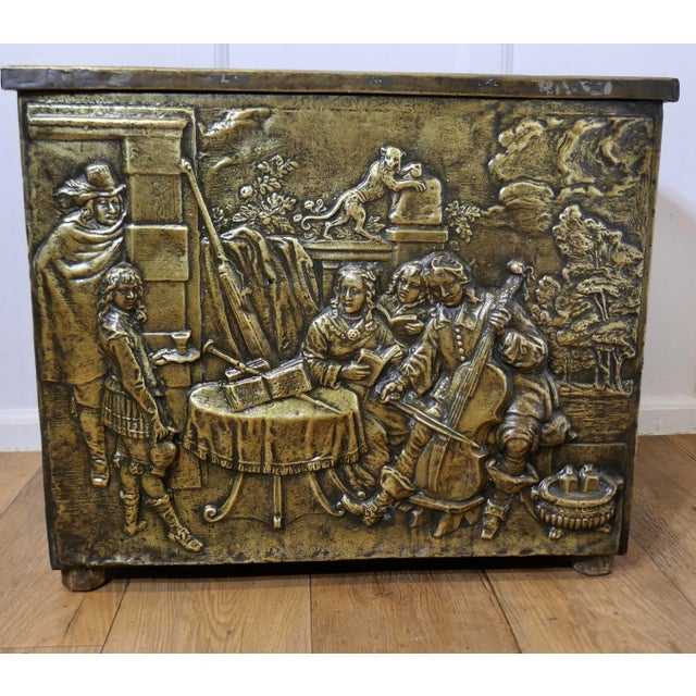 Metal Early Heavily Embossed Brass Box For Sale - Image 7 of 10