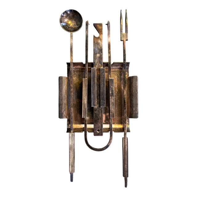 Cocktail Tools in Silver-Plated Brass attributed to Gio Ponti for PM Italy, 1960s, Set of 5 For Sale