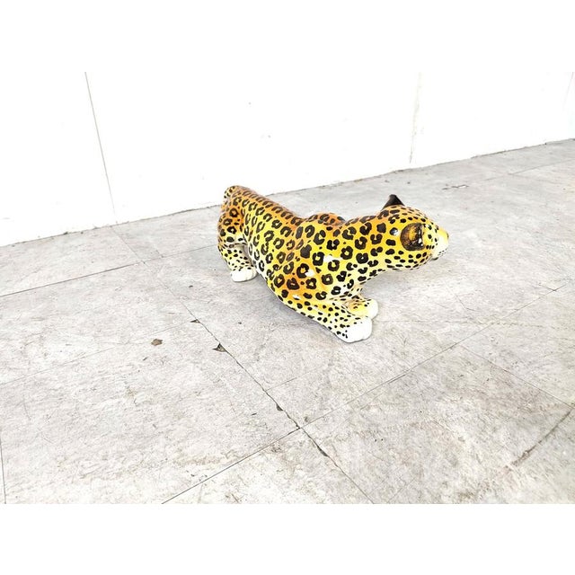 Ceramic Hand-Painted Ceramic Leopard, Italy, 1960s For Sale - Image 7 of 11