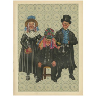 Vincent, Brooks, Day & Son, Staphorst Ceremonial Dress with Shell Hat and Silver Fobs, 1932, Paper For Sale