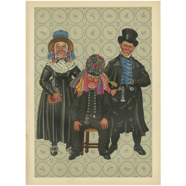 Vincent, Brooks, Day & Son, Staphorst Ceremonial Dress with Shell Hat and Silver Fobs, 1932, Paper For Sale