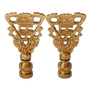 Brass Aztec Style Lamp Finials - a Pair For Sale