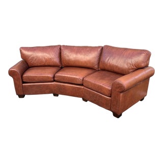 Omnia Leather Custom Curved Leather Sofa For Sale