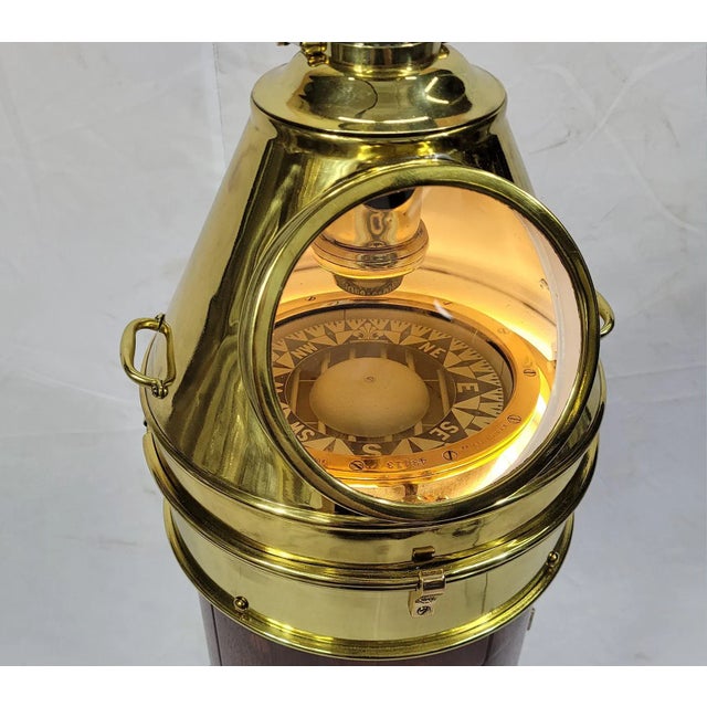 Brass and Wood Yacht Binnacle Compass For Sale In Boston - Image 6 of 6