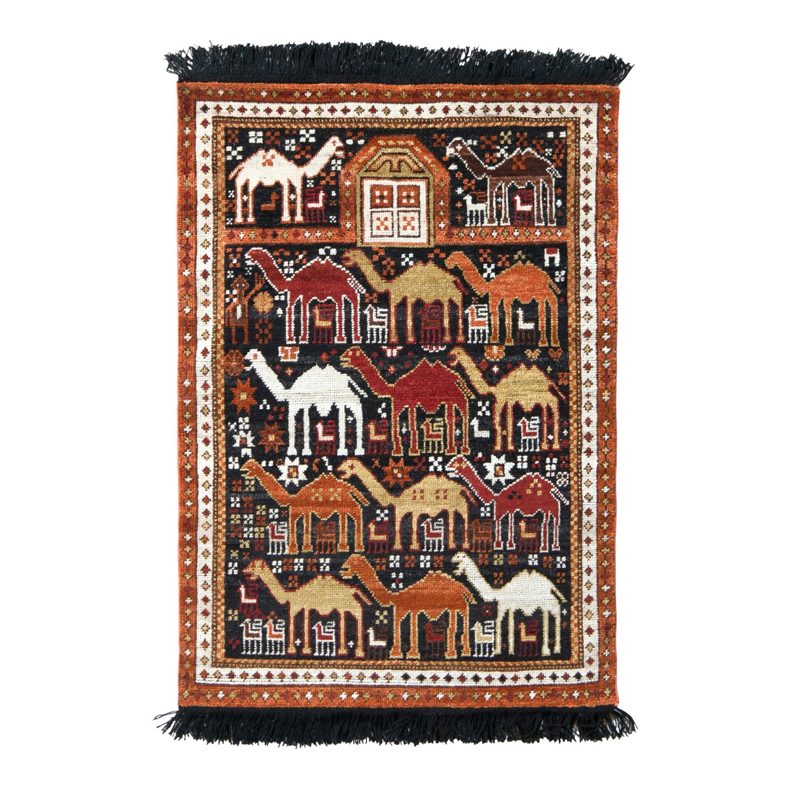 Rug & Kilim Caucasian Tribal Style Rug, Red Orange Pictorial, 3x5 ...