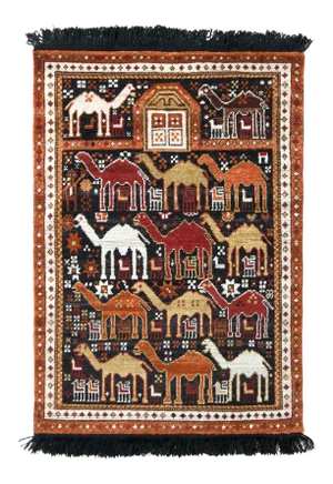Rug & Kilim Caucasian Tribal Style Rug, Red Orange Pictorial, 3x5