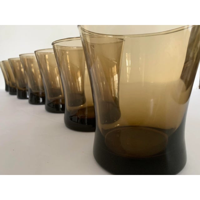 Linden Moka Anchor Hocking Smoke Brown Glasses - Set of 7 For Sale In New York - Image 6 of 9