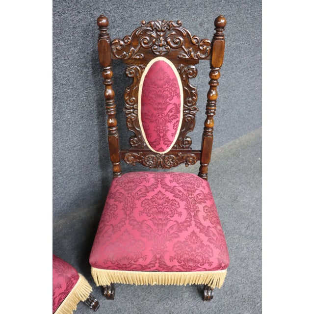 Early 20th Century Jacobean Renaissance Style Walnut Side Chairs For Sale - Image 5 of 10