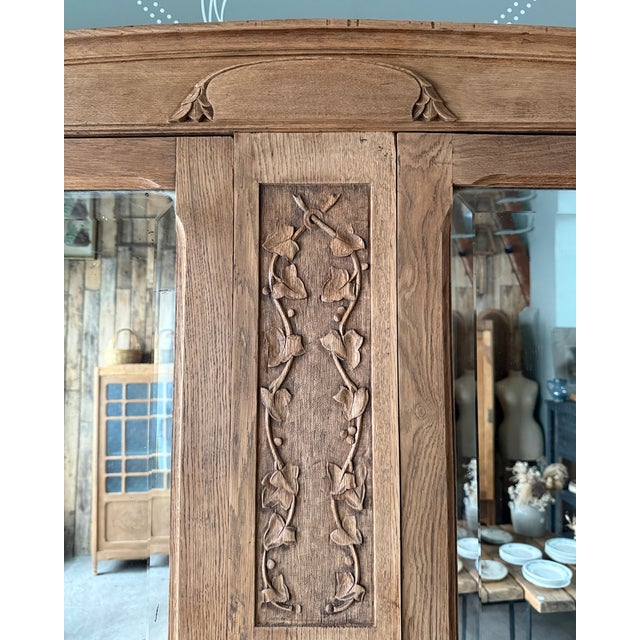 Wood Large Art Nouveau Oak Wardrobe, 1890s For Sale - Image 7 of 12