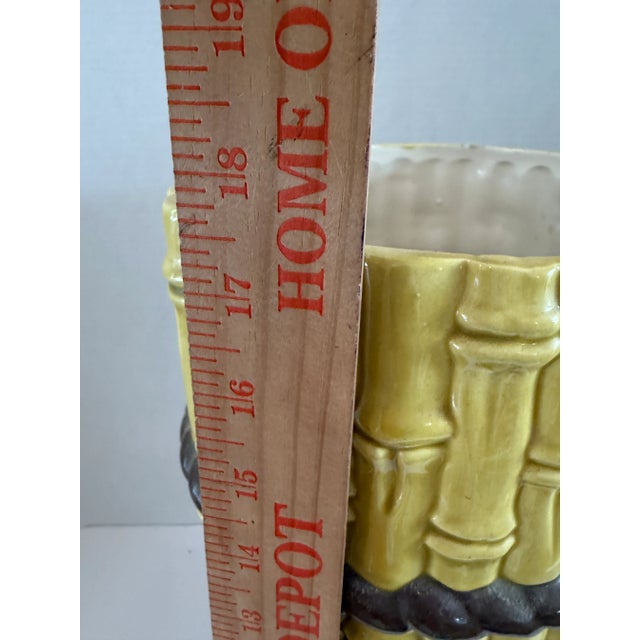 Mid-Century Modern 1970s MCM Ceramic Umbrella Stand W/ Faux Bamboo Design For Sale - Image 3 of 4