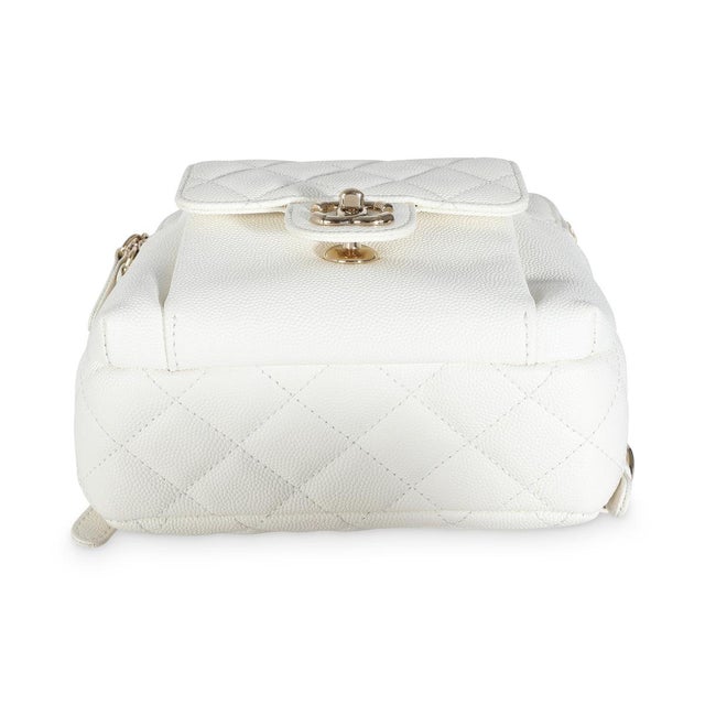 White White Quilted Caviar Small CC Day Backpack Handbag For Sale - Image 8 of 9
