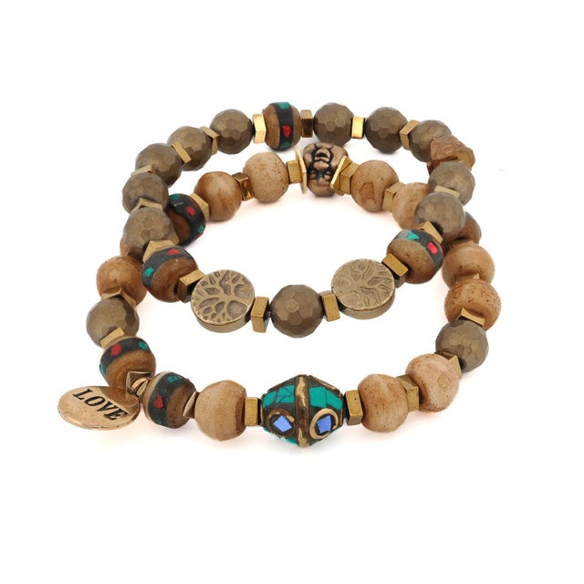 Boho Soul Nepal Meditation & Buddha Bead Bracelet Set For Sale - Image 9 of 9